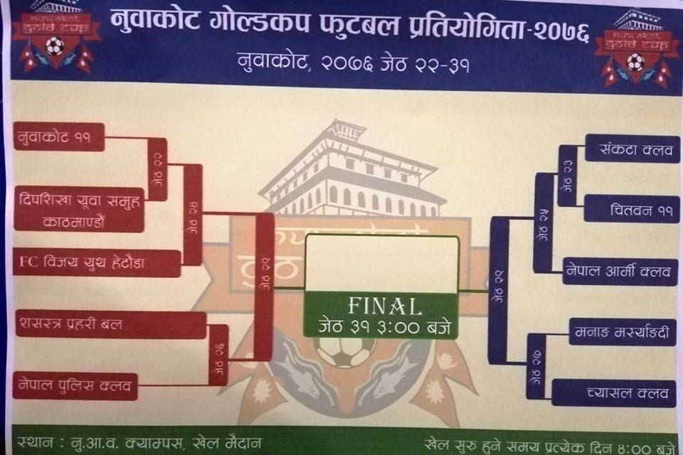 नुवाकोट गोल्डकपको उद्घाटनमा आज आयोजक र दिपशिखा भिड्ने